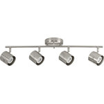 Progress Lighting - Kitson Collection Brushed Nickel 4-Head Multi-Directional Track - Incorporate a hint of stylish industrial light to any commercial or residential setting with this brushed nickel four-head track metal directional light fixture. Multi-directional lamp heads provide design flexibility and illuminate typically hard-to-reach areas such as highlighting images in a lobby or gallery. The directional frame is coated in a beautiful brushed nickel finish. Each lamp features an industrial styled-shade with an outer ribbed design and the capability to create different beam shapes as needed.