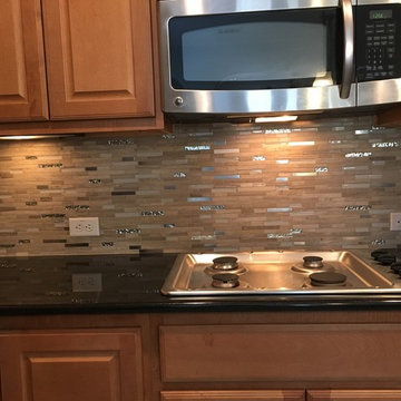 KITCHEN - Backsplash / Island - Mosaic Linear Stone, Glass, Metal