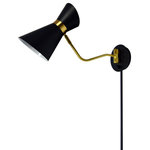 Dainolite - Delano 1-Light Swing-Arm Wall Lamp, Black and Vintage Bronze - Shed some light on your room's design with the Delano 1-Light Swing-Arm Wall Lamp. A compact, wall-mounted design is perfect for cozier spaces where surface space is valuable, or for a unique lighting plan in your bedroom, bathroom or home study.