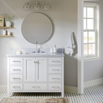 ARIEL Cambridge 49" Single Rectangle Sink Bathroom Vanity White With Marble Top