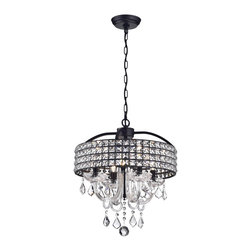 Anteron 4-Light Black Crystal Chandelier - Chandeliers