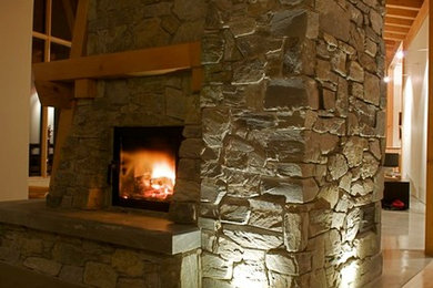 Example of a trendy living room design in Calgary