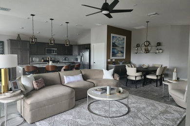 Large contemporary open plan living room in Cincinnati.