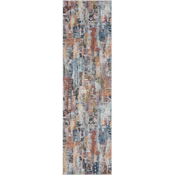 Newhaven Contemporary Abstract Area Rug, Pink, 2.7'x10'