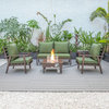 LeisureMod Walbrooke Patio Conversation Set With Fire Pit Table, Green