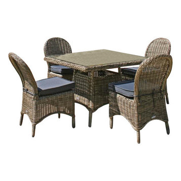Mayfair 5-Piece Square Outdoor Dining Table Set, 4 Dining Chairs