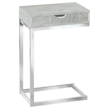 HomeRoots 10.25" x 15.75" x 24.5" Grey Finish and Laminated Metal Accent Table