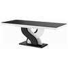 BELLA High Gloss Extendable Dining Table, Black/White