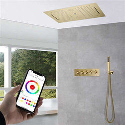 BathSelect Rainfall Musical Shower System With Hand Shower, Style A-Phone Control Light - Bathroom Faucets And Showerheads