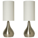LightAccents - Touch Table Lamps 18 Inches Tall with 3-way Dimmer (2 Pack), 2-Pack - Modern style touch lamp features a brushed steel base with a gently curved silhouette and a clean white cylinder fabric shade that gives it a cool, contemporary look.