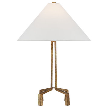 Clifford Medium Table Lamp in Gilded Iron with Linen Shade