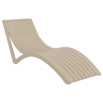 Slim Pool Chaise Sun Lounger, Set of 2, Taupe