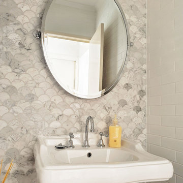 Marble Fish Scale Mosaic Tile Bathroom Renovation