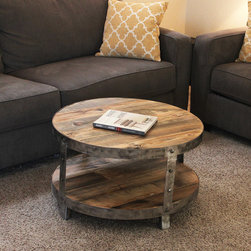 Reclaimed Wood Coffee Table, Industrial, Round - Coffee Tables