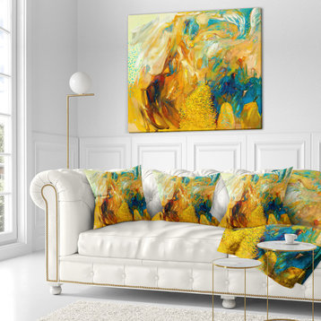 Abstract Yellow Collage Abstract Throw Pillow, 18"x18"