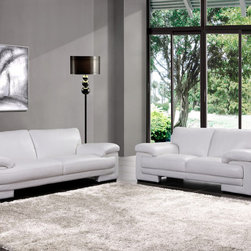 Marlene White Top Grain Leather Sofa Set - $3751.00 - Living Room Furniture Sets