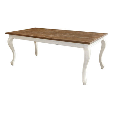 Austin Charming Rustic Teak & Solid Wood Cabriole Legs Dining Table