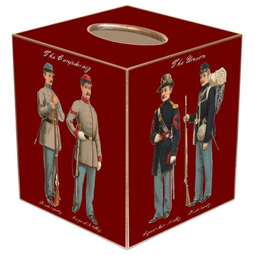 TB1868-Civil War Soldiers on Red Tissue Box Cover