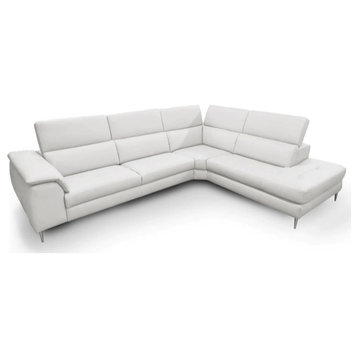 Livie Italian Contemporary Gray Leather Right Facing Sectional Sofa
