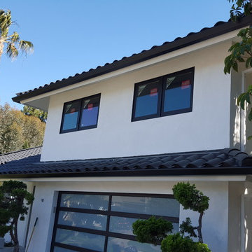 Huntington Beach California, White Fascia Wrap, Black 6 inch Angle Face Gutters