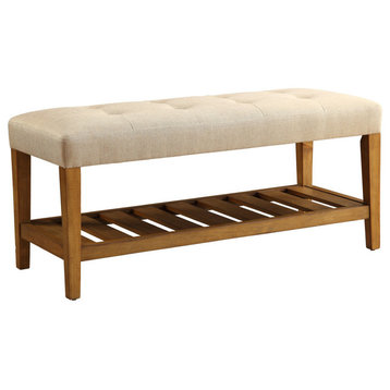 Acme Bench With Beige And Oak Finish 96682