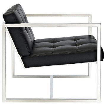 Collin Upholstered Vinyl Lounge Chair, Black