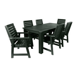 Highwood USA - Weatherly 7-Piece Rectangular Dining Set, Charleston Green - Outdoor Dining Sets
