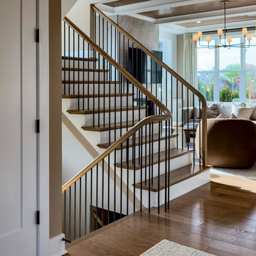 Project #153 | Sophisticated Red Oak Stair with Metal Balusters