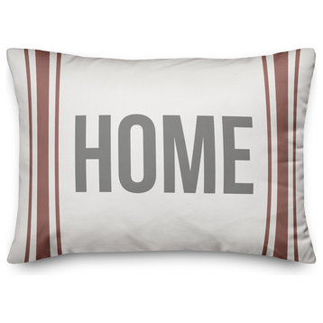 Home Red Flour Sack Stripes 14x20 Lumbar Pillow