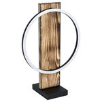 EGLO - Boyal 1-Light Integrated LED Table Lamp, Brushed Pine Wood, Black Shade - The Boyal LED table lamp by Eglo has a rustic yet refined appearance. This table lamp light features a brushed pine wood finish. Its integrated LED light source emanates from the single black circular ring creating a look that�s both rustic and modern