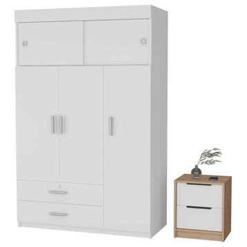 FM Furniture Elirya 2-Piece Bedroom Set With Armoire and 2-Drawer Nightstand