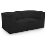 Meridian Furniture - Ollie Black Boucle Fabric Straight Modular Sofa, Black, 2-Piece: 2 Corner Chair - Meet the epitome of style and functionality with this Ollie boucle fabric living room sofa, part of the Ollie modular collection. A contemporary marvel, this sofa features chic and inviting rich black boucle fabric upholstery, giving it a sumptuous texture that oozes elegance and luxury. Curved corners add to the visual look of the sofa while maximizing seating comfort while lounging, reading, or entertaining. Pair it with other items in the Ollie collection easily, thanks to an attachment latch underneath.