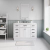 Hartford 48" Single Sink Marble Countertop Bath Vanity, White, Vanity With Mirror & Gooseneck Faucet