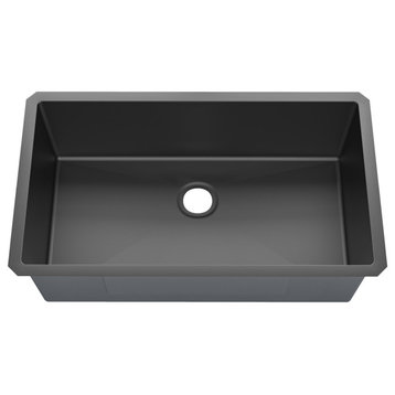 Sinber Single Bowl Kitchen Sink with 304 Stainless Steel Black Finish, 32"x19", Undermount
