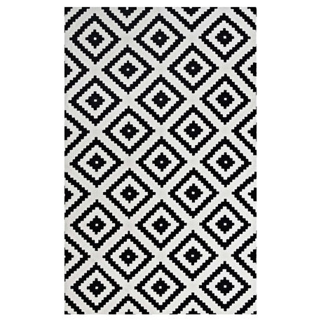 Alika Abstract Diamond Trellis 8'x10' Area Rug, Black and White