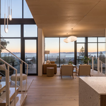 Main level open-plan - Fold House Berkeley Hills new construction