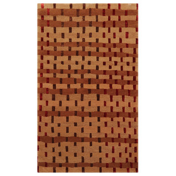 3'x5' Hand Knotted Wool Tibetan Oriental Area Rug, maple, Brown Color