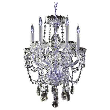 Traditional Crystal 5-Light Mini Chandelier, Polished Chrome Finish