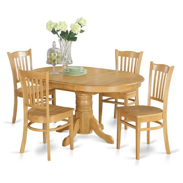 5-Piece Dining Room Set For 4- Table With Leaf And 4 Dining Chairs.
