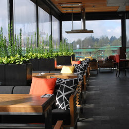 Modern Enclosed Restaurant Patio - Outdoor Pots And Planters