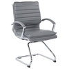 Office Star Guest Faux Leather Chair in Charcoal with Chrome Base