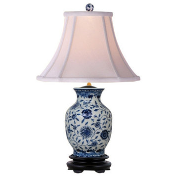 Garden Vines Porcelain Table Lamp, Blue and White