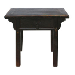 Chinese Iron Hardware Drawer Distressed Brown Side Table - Accent Chests And Cabinets