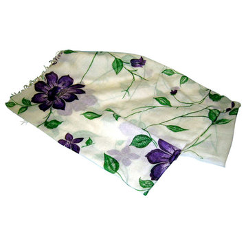 Floral Wool Gauze Throw, Lilac