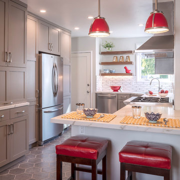 Red Accent Kitchen in Berkeley