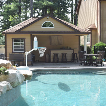 Custom Hip Roof Pool House & Polywood Dining Set