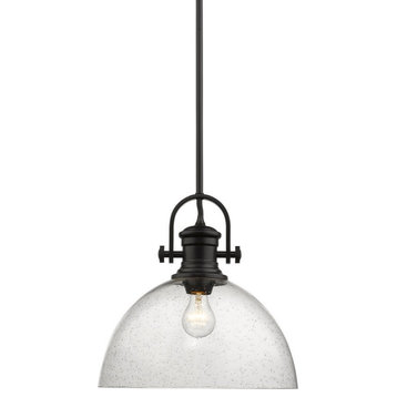 1 Light Pendant-13.13 Inches Tall and 13.5 Inches Wide-Black Finish-Seeded