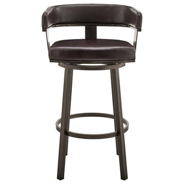 Cohen 30 Bar Height Swivel Bar Stool in Java Brown Finish and Chocolate...