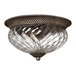 Plantation Large Flush Mounted Ceiling Light With Clear Optic Glass - Flush-mount Ceiling Lighting