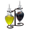 Amphora Double Oil/Vinegar Glass Cruet Set With Stand, Purple/Violet